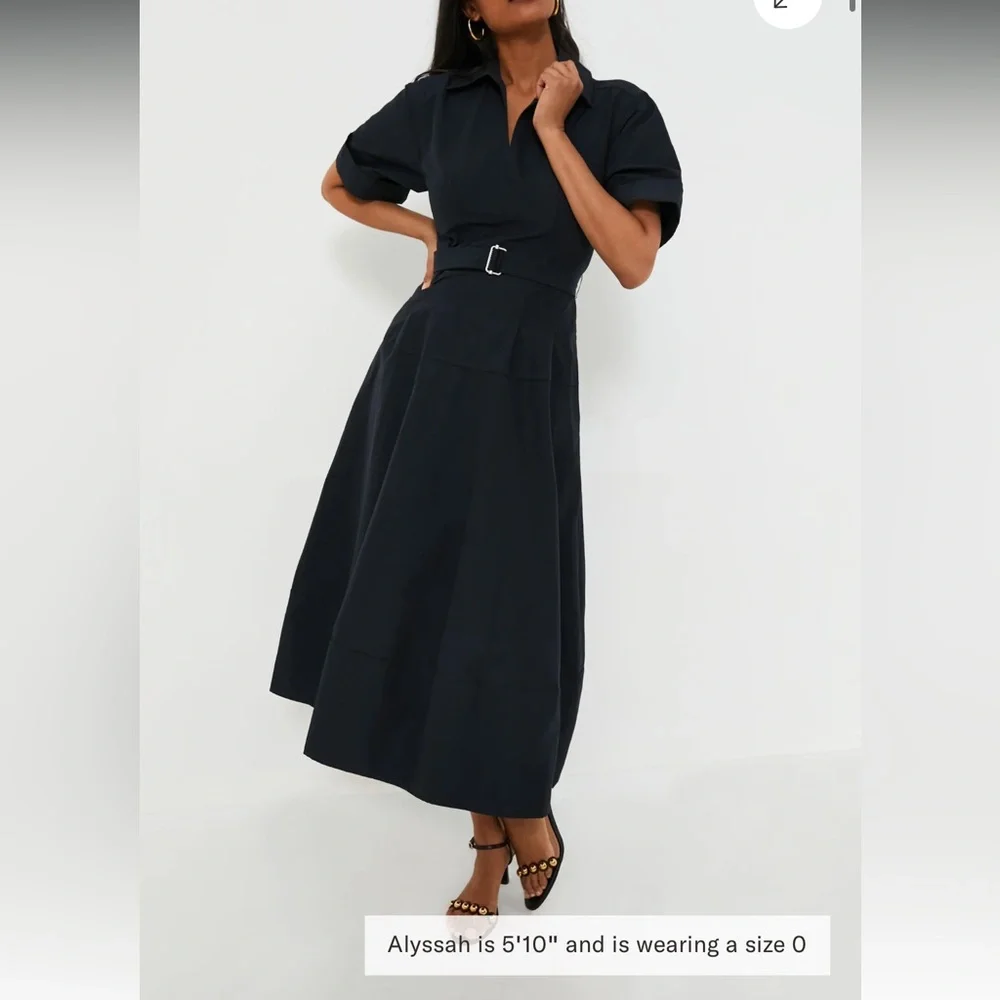 SIMKHAI
Midnight Deanna Short Sleeve Belted Midi Dress - Picture 1 of 14